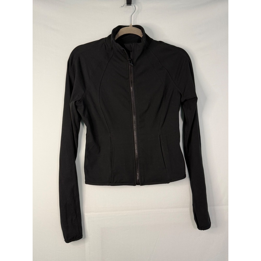 Yogalicious Lux Track Jacket‎ Womens Small Black Full Zip Thumbholes JY88017